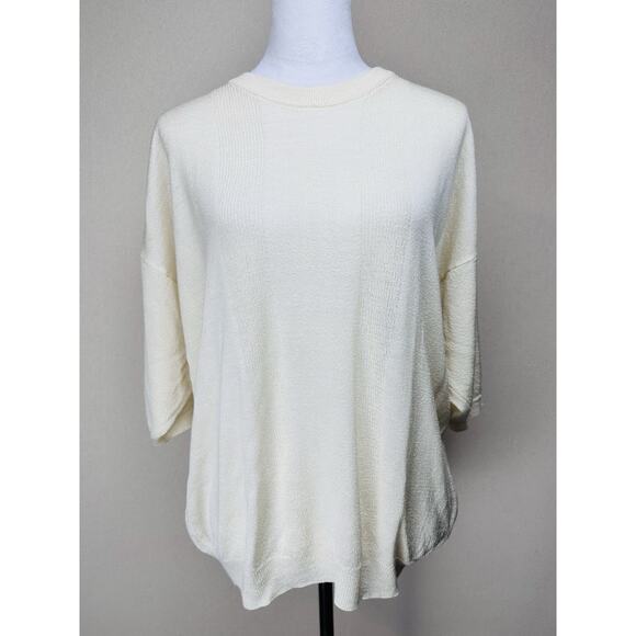 Giglio Rosso Ivory Sz XL Knit Short Sleeve Lightweight Sweater Made In Italy - Picture 1 of 13
